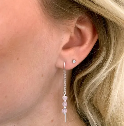 altrosa Quarz ketten ohrringe in Silber - Loom Stones