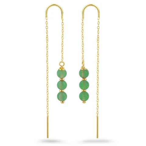 Jadestein ketten ohrringe in vergoldetem Silber - Loom Stones