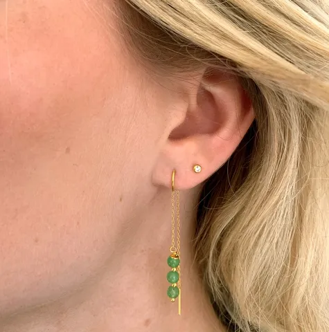 Jadestein ketten ohrringe in vergoldetem Silber - Loom Stones