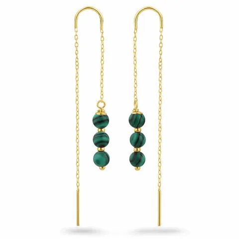 Malachit ketten ohrringe in vergoldetem Silber - Loom Stones