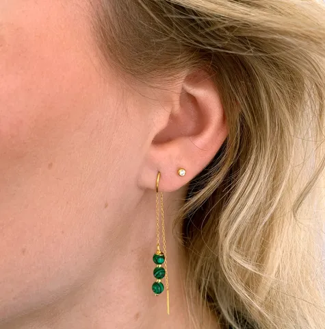 Malachit ketten ohrringe in vergoldetem Silber - Loom Stones