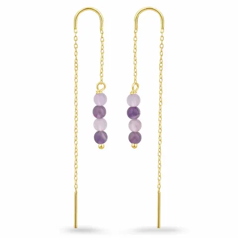 lavendelfarbenem Amethyst ketten ohrringe in vergoldetem Silber - Loom Stones