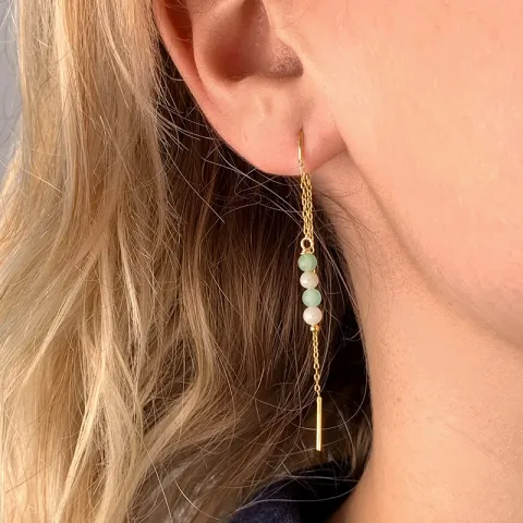 Amazonit ketten ohrringe in vergoldetem Silber - Loom Stones