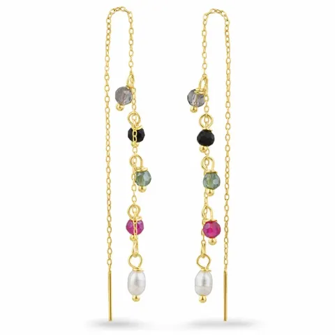 mehrfarbigen Schmuckstein ketten ohrringe in vergoldetem Silber - Loom Stones