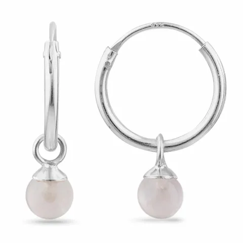 12 mm altrosa Quarz Kreole in Silber - Loom Stones