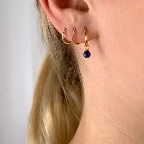 12 mm Lapis Lazuli Kreole in vergoldetem Silber - Loom Stones