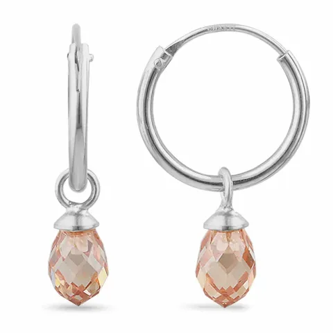 12 mm champagnerfarbenem Zirkon Kreole in Silber - Loom Stones