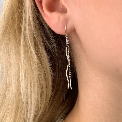 lange ketten ohrringe in Silber