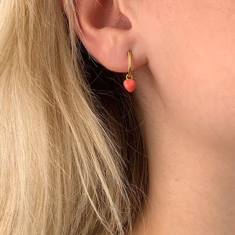 12 mm Herz Emaille Ohrringe in vergoldetem Silber