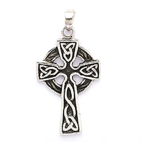 länglicher Kreuz Anhänger aus oxidiertem Sterlingsilber