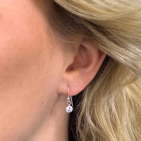 Lange runder zirkon ohrringe in silber