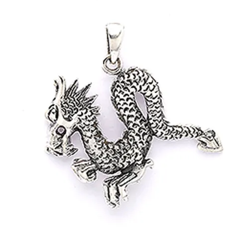 Echten Drachen Anhänger aus oxidiertem Sterlingsilber