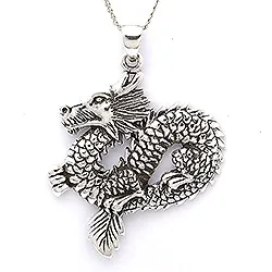 Drachen Anhänger aus oxidiertem Sterlingsilber