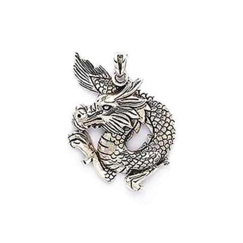 Drachen Anhänger aus oxidiertem Sterlingsilber