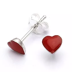 Herz rotem Ohrringe in Silber