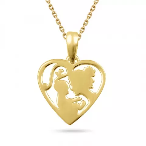 Herz Mutter und Kind Halskette aus vergoldetem Sterlingsilber und Anhänger aus vergoldetem Sterlingsilber