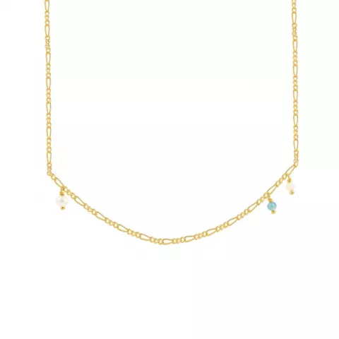 Hultquist Halskette mit Anhänger in vergoldetem Sterlingsilber hellblauem Schmuckstein