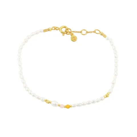 Hultquist Olivia Perle Armband in vergoldetem Sterlingsilber farbigem Schmuckstein