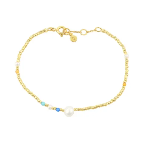Hultquist Isabella Perle Armband in vergoldetem Sterlingsilber mehrfarbigem Schmuckstein