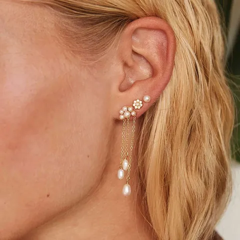 Hultquist Aya Blume Ohrringe in vergoldetem Sterlingsilber weißem Zirkon