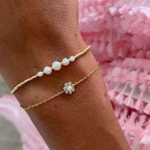 Hultquist Blume Armband in vergoldetem Sterlingsilber weißem Zirkon