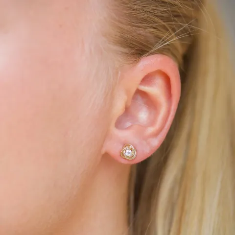7 mm Ohrringe in 9 Karat Gold mit Zirkon