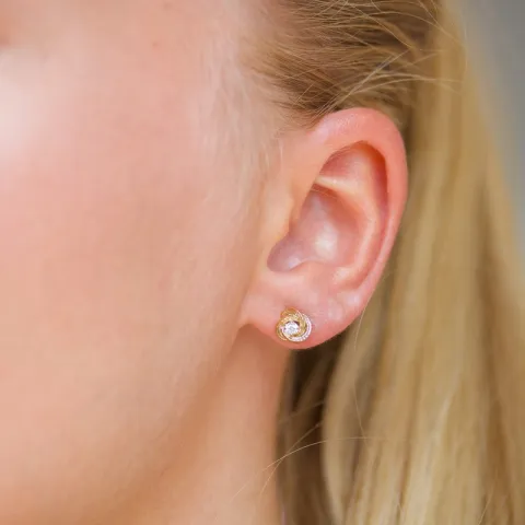 Zirkon Ohrstecker in 9 Karat Gold mit Zirkon