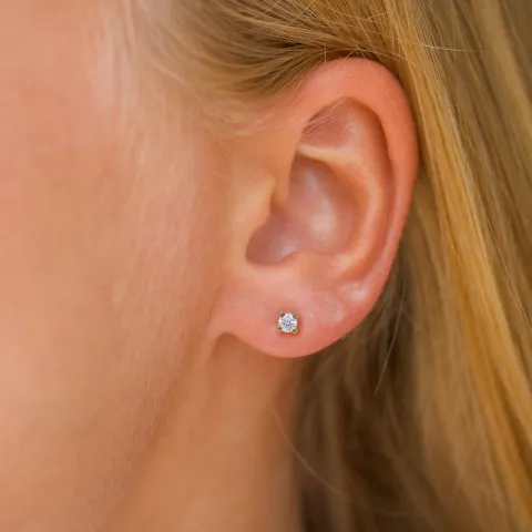 3 mm Zirkon Ohrstecker in 9 Karat Gold mit Zirkon