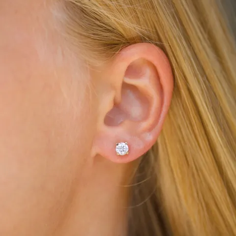 5 mm Zirkon Ohrstecker in 9 Karat Gold mit Zirkon