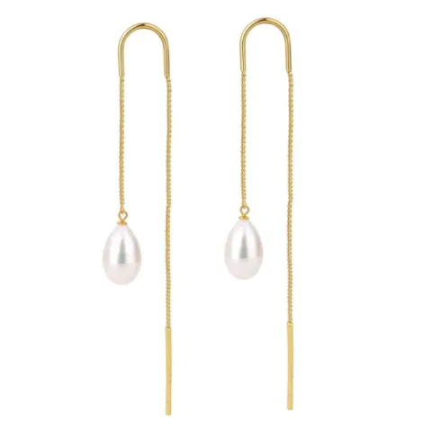 Nava Kiki lange Perle ketten ohrringe in vergoldetem Sterlingsilber