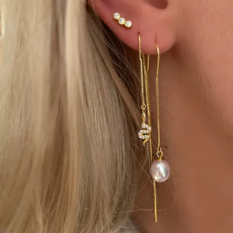 Nava Kiki lange Perle ketten ohrringe in vergoldetem Sterlingsilber