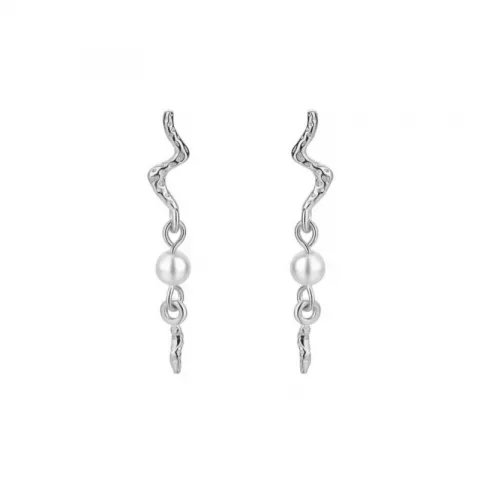 Nava lange Perle Ohrringe in Silber