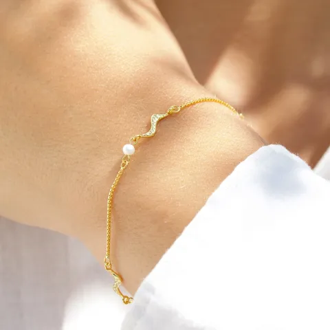 Nava Kaito Perle Armband in vergoldetem Sterlingsilber
