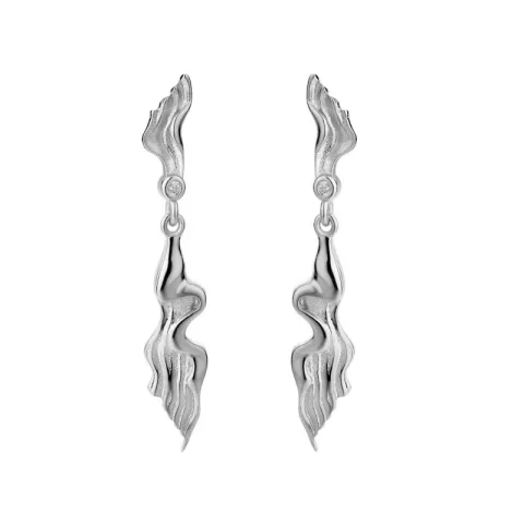 Nava Chagoi lange Zirkon Ohrringe in Silber
