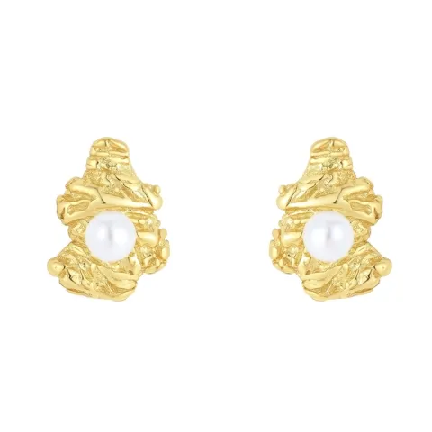 Nava Eos Petite Studs  Perle Ohrringe in vergoldetem Sterlingsilber