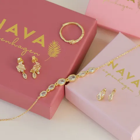 Nava Osiris justierbar Ring in vergoldetem Sterlingsilber weißem Zirkon
