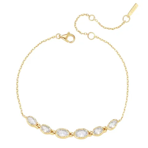 Nava Akhen Armband in vergoldetem Sterlingsilber weißem Zirkon