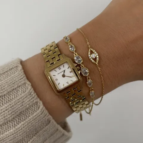 Nava Akhen Armband in vergoldetem Sterlingsilber weißem Zirkon