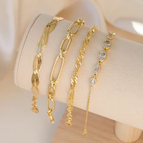 Nava Akhen Armband in vergoldetem Sterlingsilber weißem Zirkon