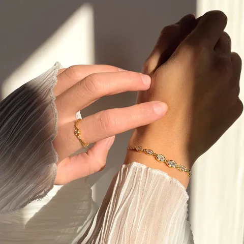 Nava Akhen Armband in vergoldetem Sterlingsilber weißem Zirkon