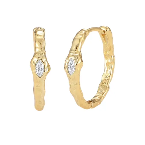 Nava Montu Ohrringe in vergoldetem Sterlingsilber weißem Zirkon