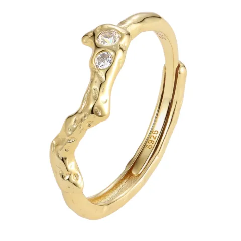 Nava Samui justierbar Ring in vergoldetem Sterlingsilber weißem Zirkon