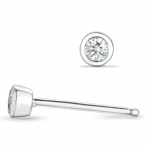 2 x 0,05 ct Diamant Solitärohrstecker in 14 Karat Weißgold mit Diamant