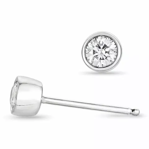 2 x 0,10 ct Weißgold Solitärohrstecker in 14 Karat Weißgold mit Diamant