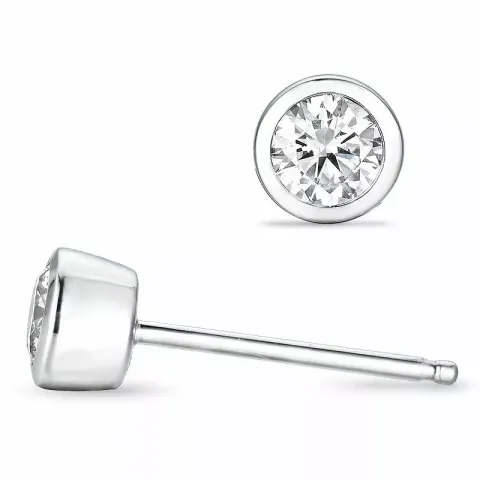 2 x 0,20 ct Weißgold Solitärohrstecker in 14 Karat Weißgold mit Diamant