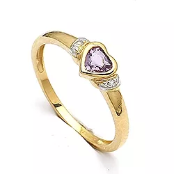 Eng Herz violettem Ring aus 9 Karat Gold