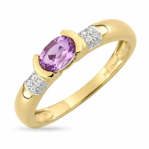 violettem Amethyst Ring aus 9 Karat Gold mit Rhodium