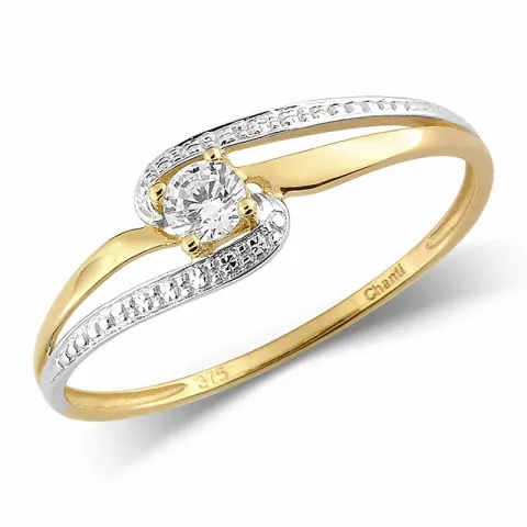 Kollektionsmuster Zirkon Ring aus 9 Karat Gold mit 9 Karat Weißgold