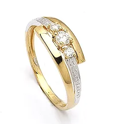 weißem Zirkon Ring aus 9 Karat Weißgold mit 9 Karat Gold