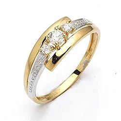 weißem Zirkon Ring aus 9 Karat Weißgold mit 9 Karat Gold